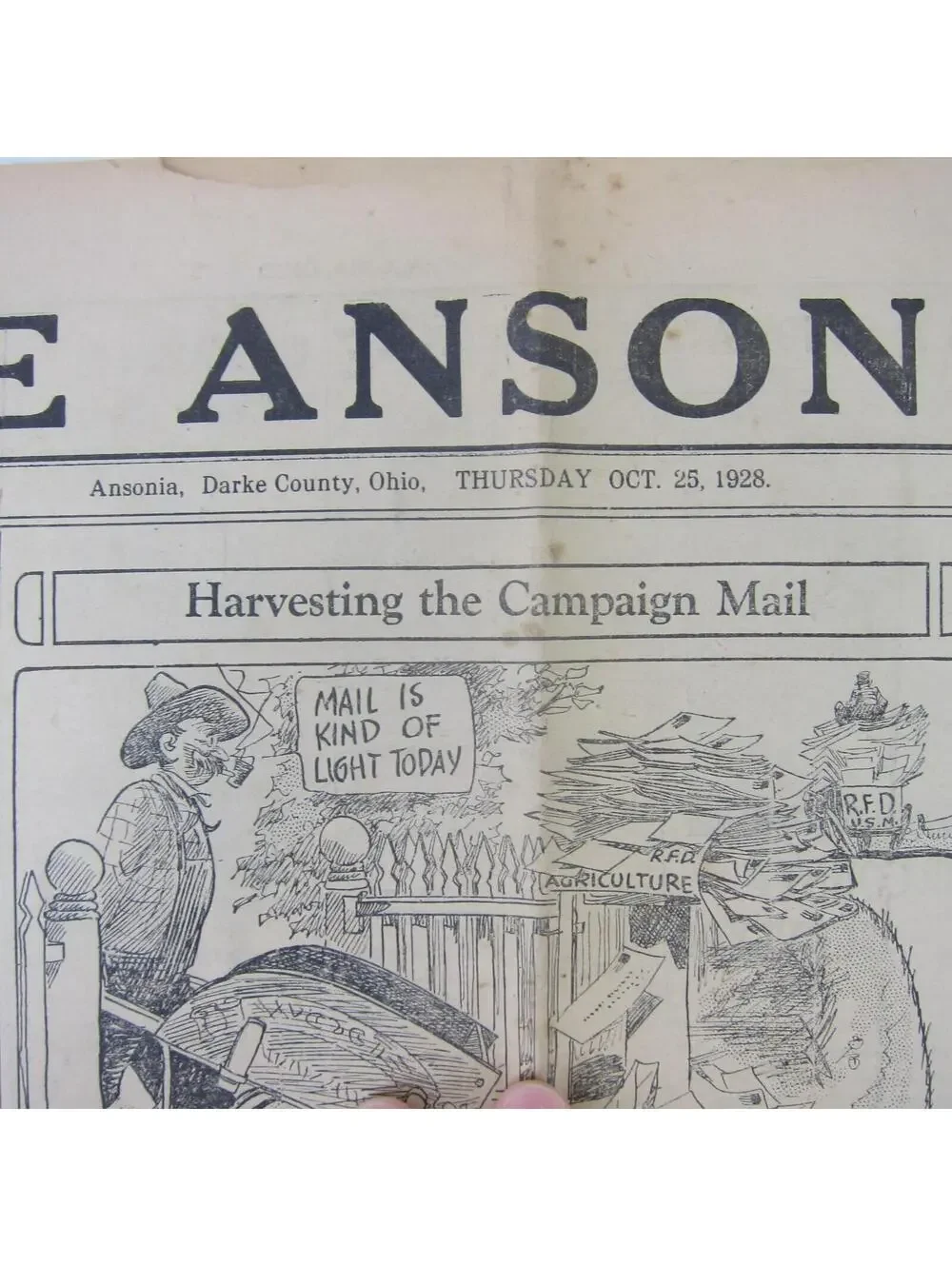 The Ansonian Newspaper Ansonia Darke County Ohio Thursday Oct 1928 Antique RARE